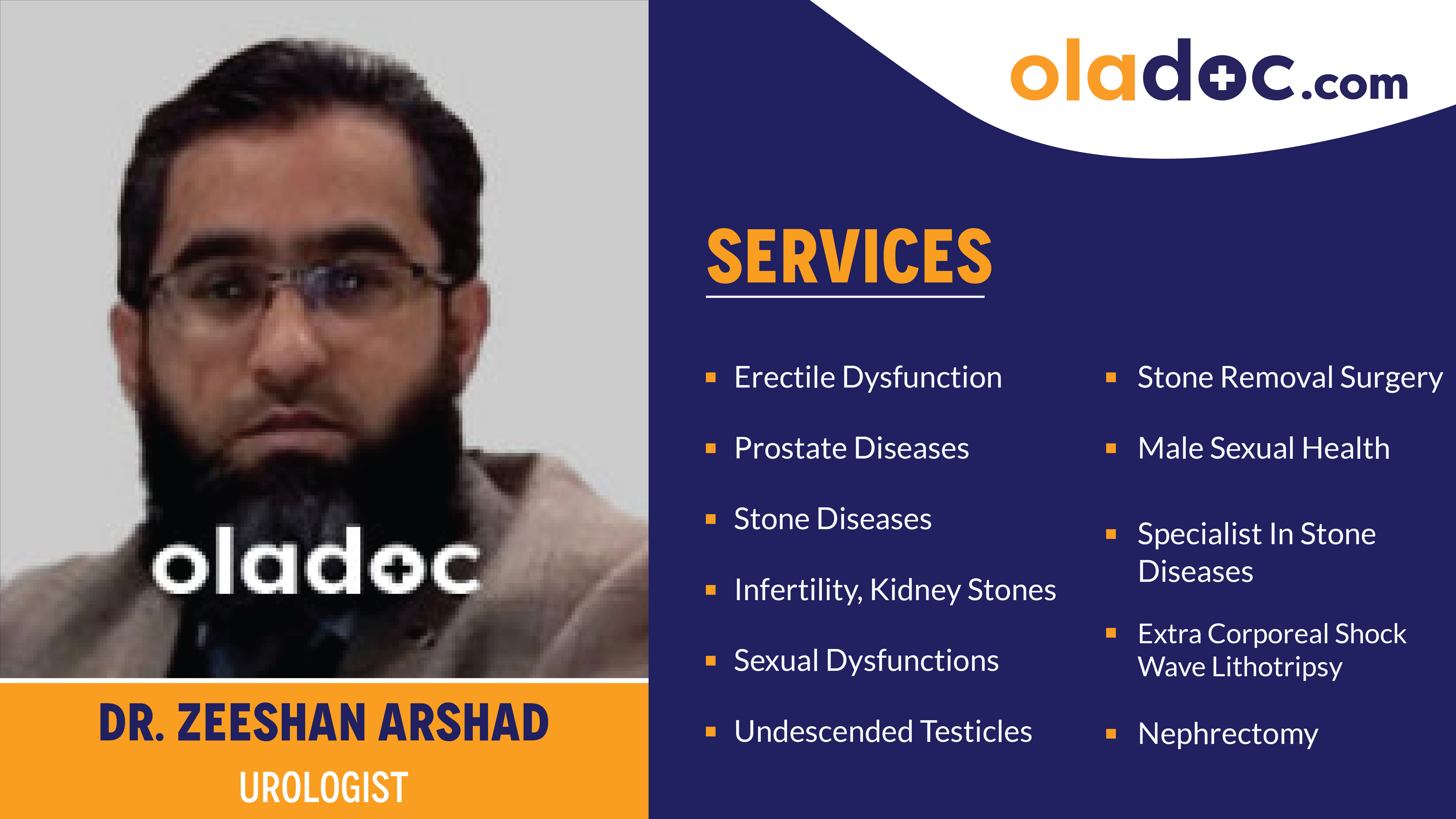 Services provided by Dr.Zeeshan Arshad